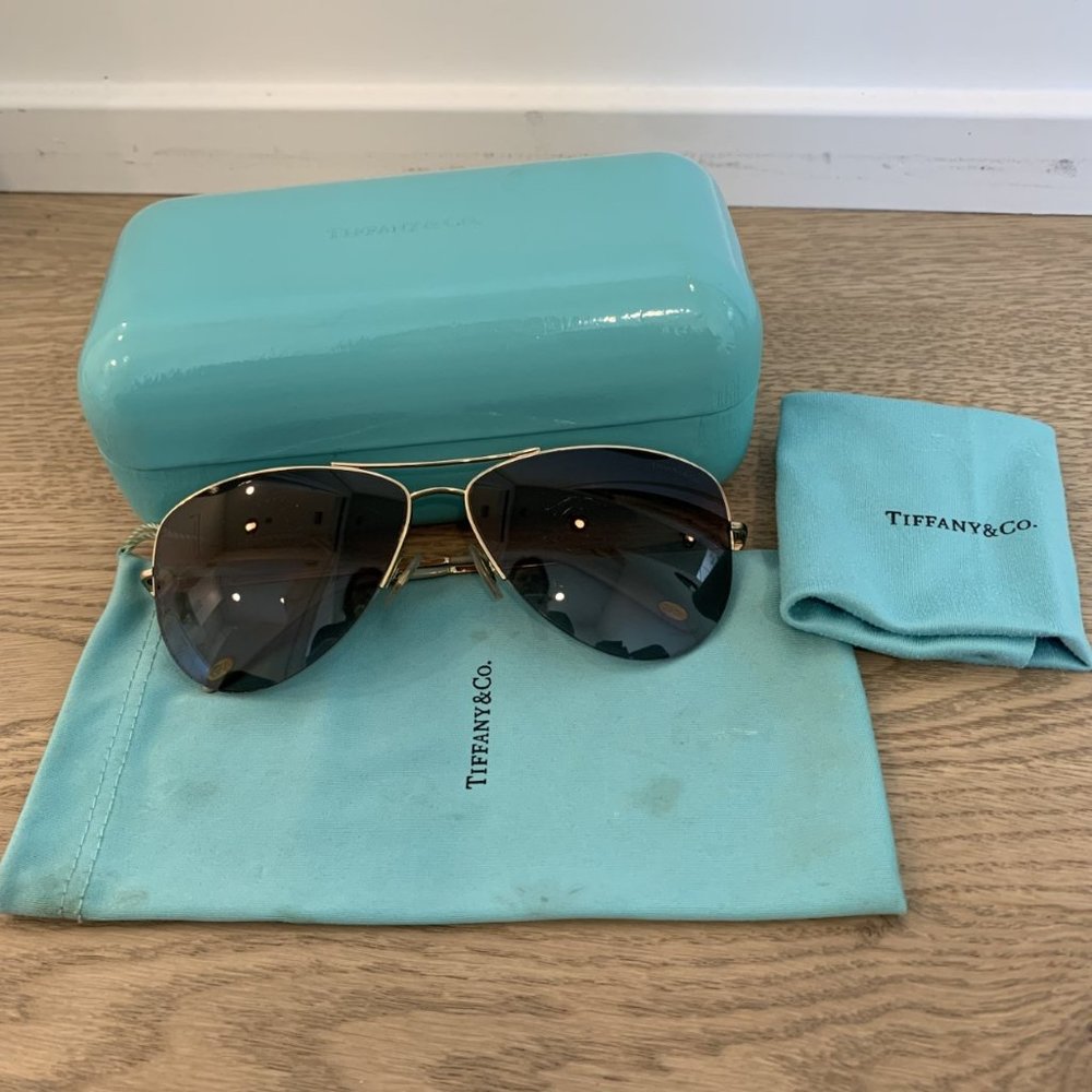 Tiffany silver aviator polarized sunglasses